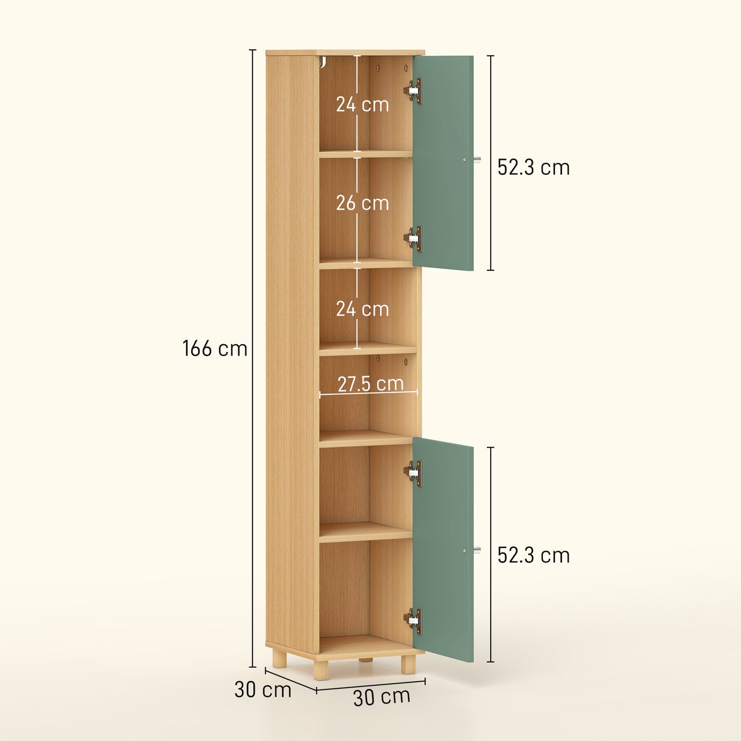 Vemale Bathroom Storage Cabinet With Adjustable And OFauxn Shelving Green