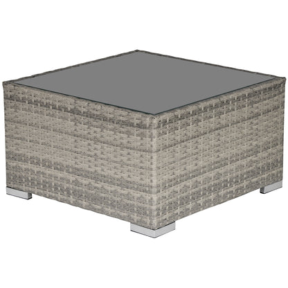 Vimito Rattan Light Grey Square Outdoor Side Table With Glass Top