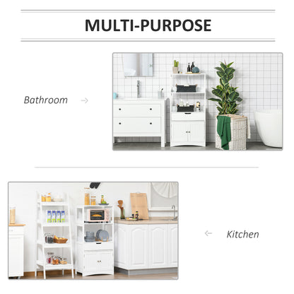 Disarike White Freestanding Storage Cabinet With Shelves Drawers And Double Doors For Bathroom Or Kitchen