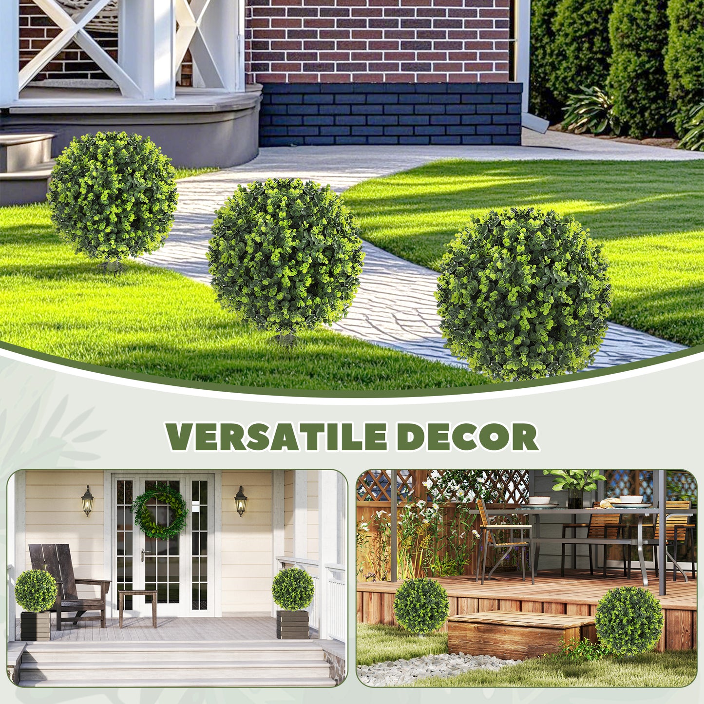 Kevaco Set Of 2 Artificial Boxwood Ball Bushes With Ground Stakes For Garden And Balcony Use 40cm