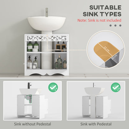 Seni Under Sink Bathroom Storage Cabinet With Double Doors In Wood Finish