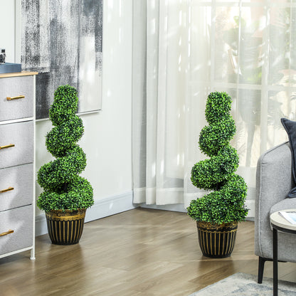 Kayoyo Set Of 2 Artificial Spiral Boxwood Topiary Trees For Decorative Placement