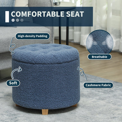 Ramazi Teddy Fleece Blue Storage Ottoman