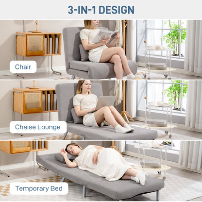 Badi Snow Flannel Grey Single Convertible Sleeper Chair Bed