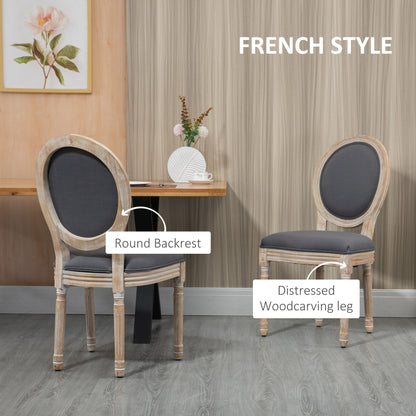 Brazzi Solid Wood Grey French Style Dining Chairs Set Of 2