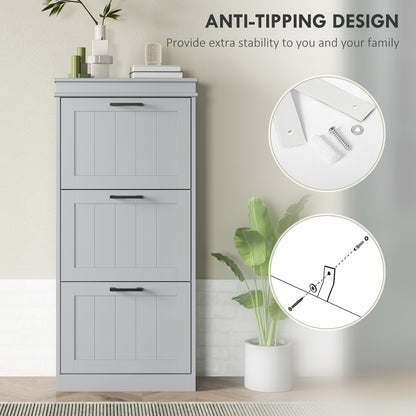 Keliba Kaha Wooden Grey Minimal 3 Drawer Shoe Cabinet