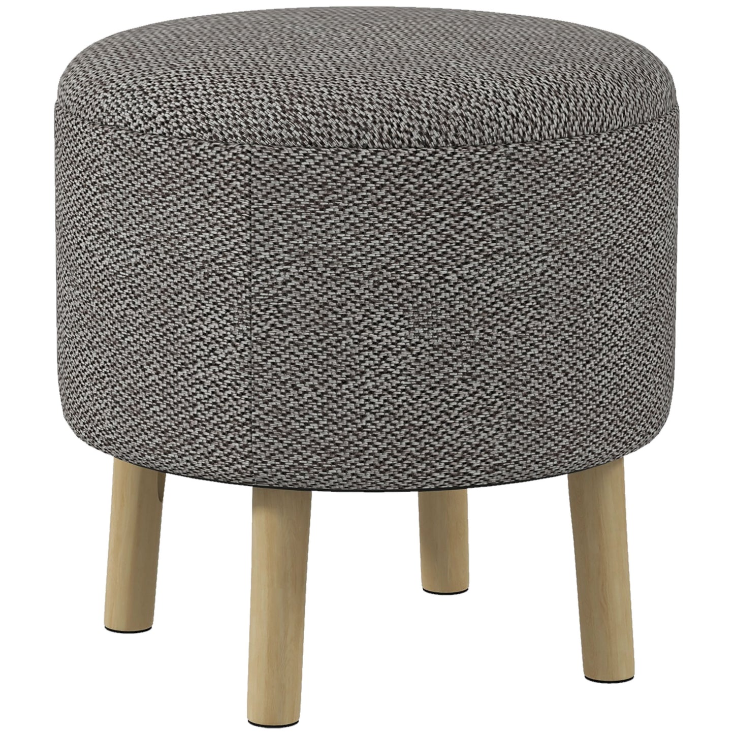 Roli Linen Look Light Grey Round Storage Ottoman
