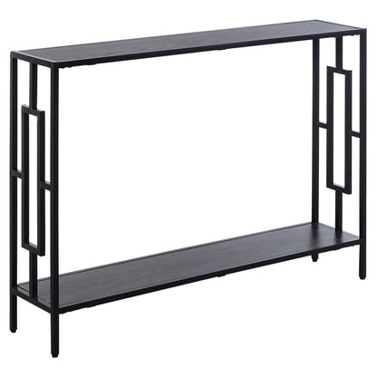 Comi 106cm Metal And Wooden Grey And Black Narrow Industrial Console Table With Bottom Shelf