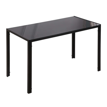 Tasefi 120cm Metal Black Rectangular Glass Dining Table 4 Seater Kitchen Table