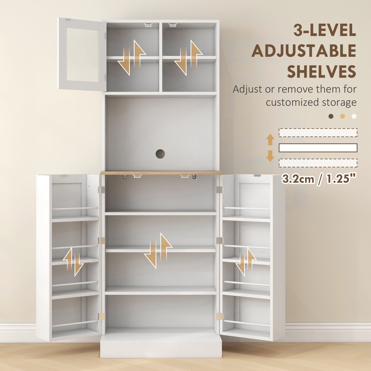 Tabetti Wooden White 2 Part Kitchen Storage Cabinet