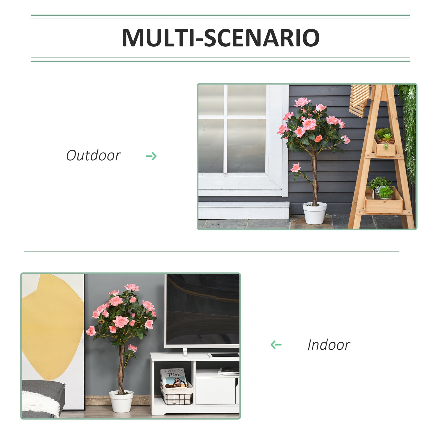Lizi Dimo Set Of 2 Artificial Pink Rose Floral Plants In Pots H8 90cm