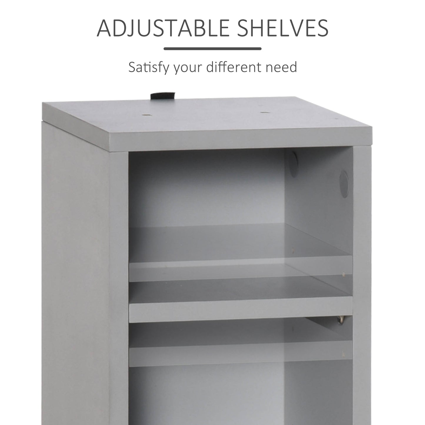 Nonono Wood Grey Set Of 2 Media Storage Towers With Adjustable Shelves