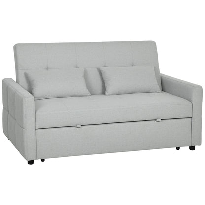 Fapa Light Grey Fabric Upholstered 3 Way Convertible 2 Seater Sofa Bed