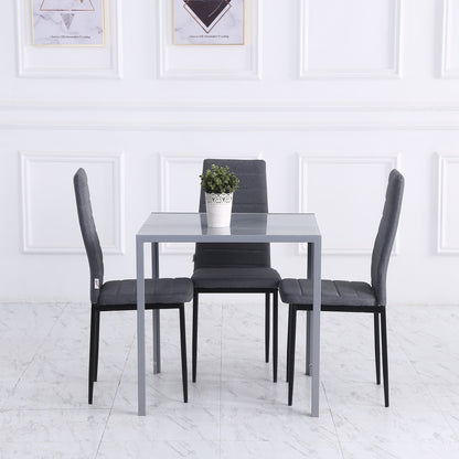 Conona Metal Grey Square Glass Dining Table For 2 To 4 People