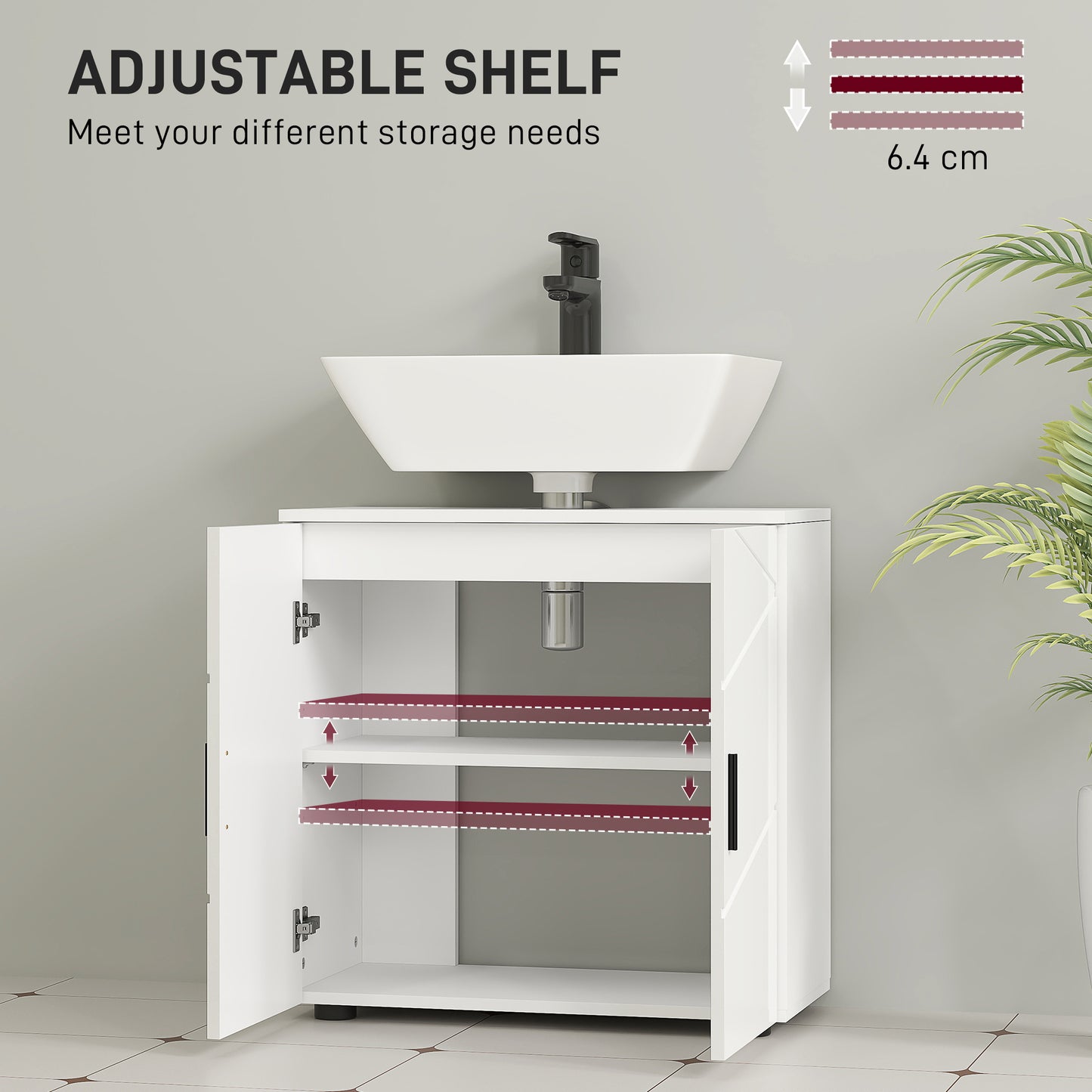 Badosu Luni Under Sink Bathroom Storage Cabinet With Internal Shelving White