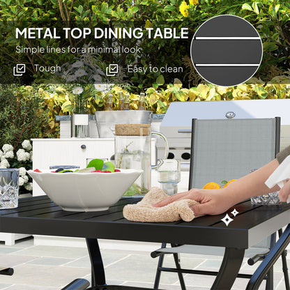 Mattilo 4 Seater Light Grey Mesh and Black Steel Frame Dining Set