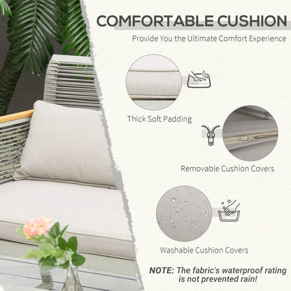 Rotoyo Kaha Grey Rattan String 4 Seater Outdoor Furniture Set With Cushions