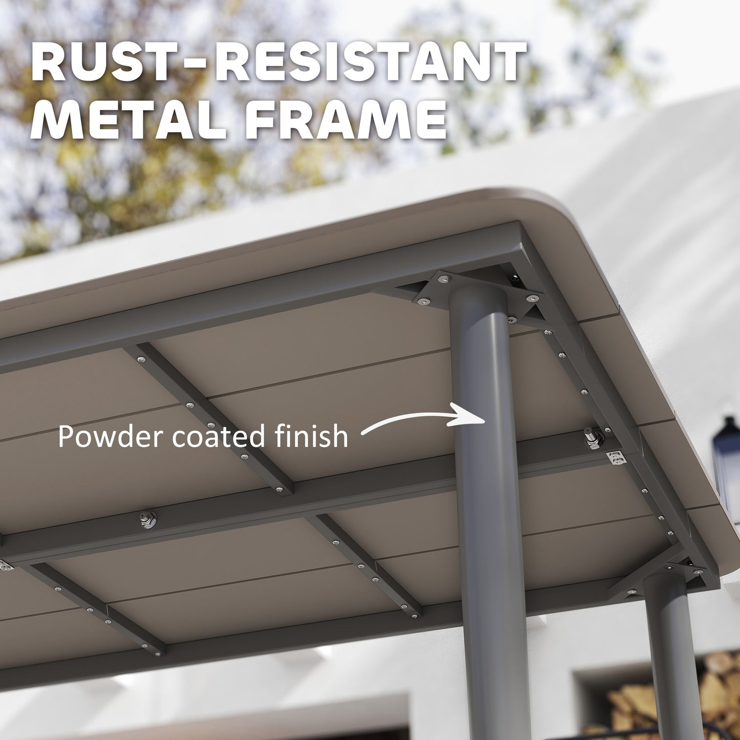 Modovele Metal Dark Grey Rectangular Outdoor Dining Table For 6