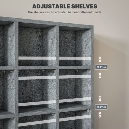 Kavilu Wood Cement Grey CD Storage Cabinet With Adjustable Shelves 89 x 130.5 cm