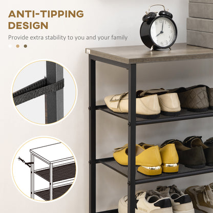 Malo Metal Grey 8 Tier Shoe Rack With Mesh Shelves For 21 To 24 Pairs