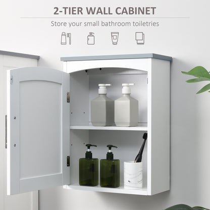 Miel Wall Mounted Bathroom Storage Cabinet With Arched Door And Adjustable Shelving Light Grey And White