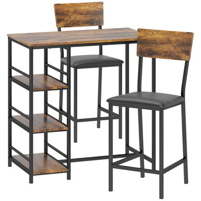 Vita Wooden Brown And Black 3 Piece Compact Bar Table Set