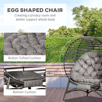 Refito Toma Rattan Brown Egg Chair With Cushions And Side Pocket