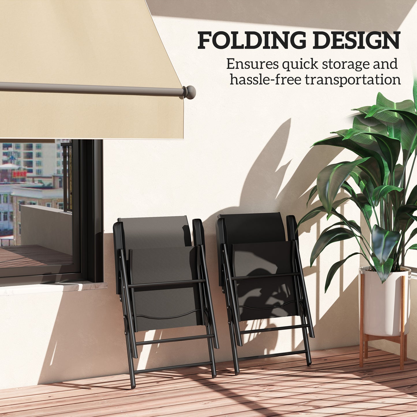 Sopazzi Set of 2 Metal Black Folding Outdoor Chairs