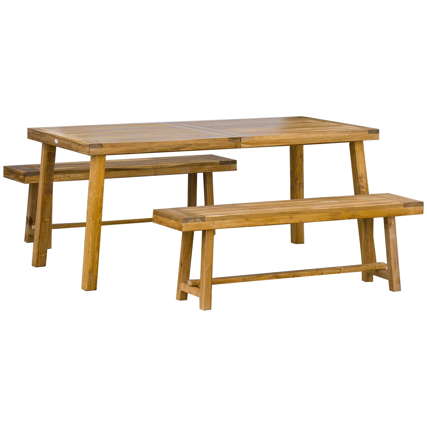 Mofi Acacia Wood Natural 3 Piece Picnic Bench Set With Table And 2 Benches