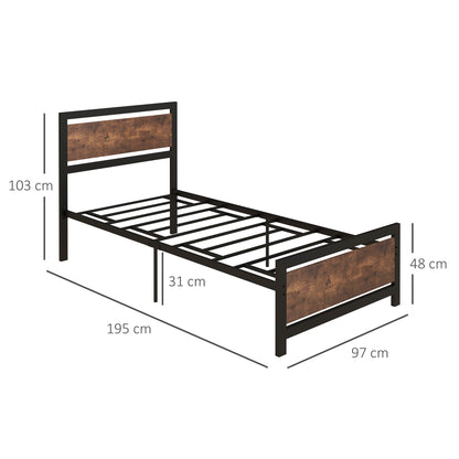 Lemisa 3FT Single Metal Bed Frame with Headboard and Footboard