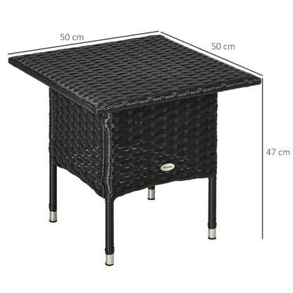 Varilu Black Rattan Outdoor Coffee Table With Woven Top