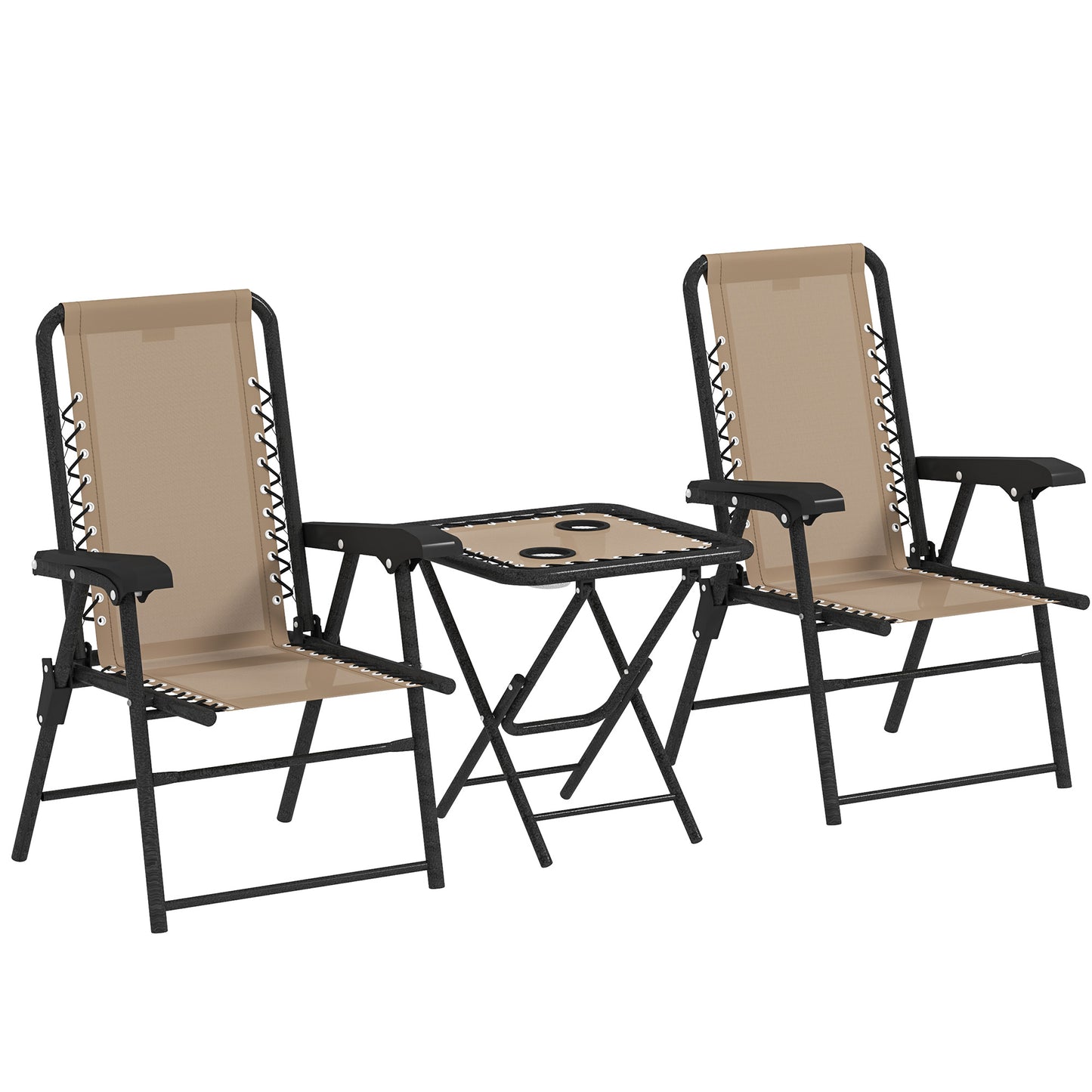 Fihake Metal Khaki Cream 3 Piece Garden Bistro Table And Chair Set