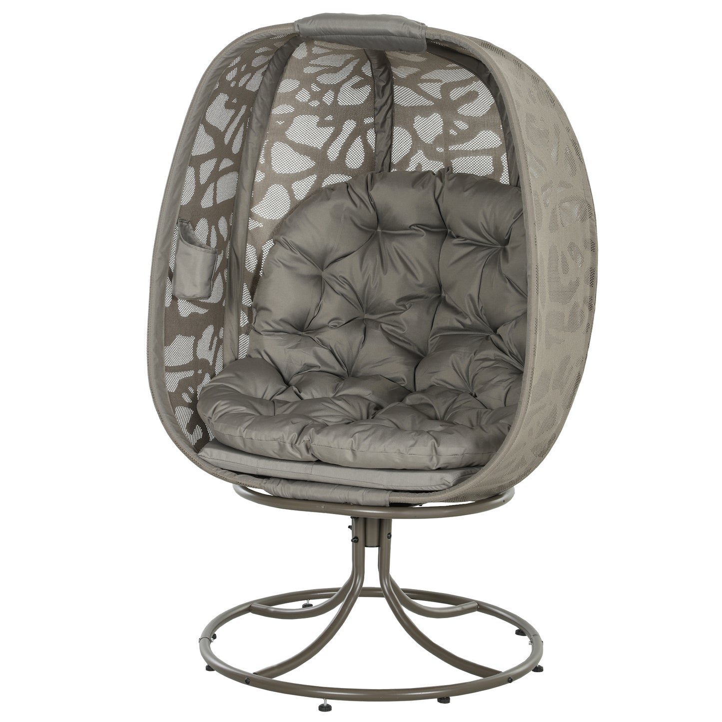 Nise Rattan And Metal Sand Brown Swivel Egg Chair With Cushions