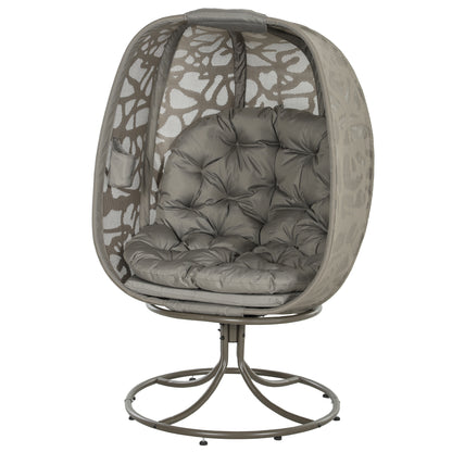 Nise Rattan And Metal Sand Brown Swivel Egg Chair With Cushions