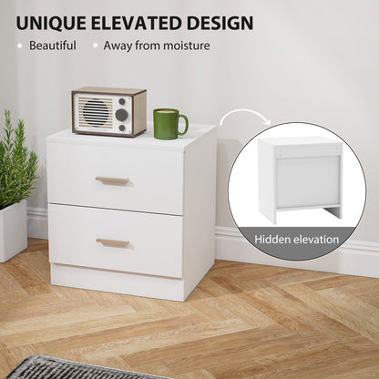 Kefa Yoka White Modern Bedside Table With 2 Drawer Storage