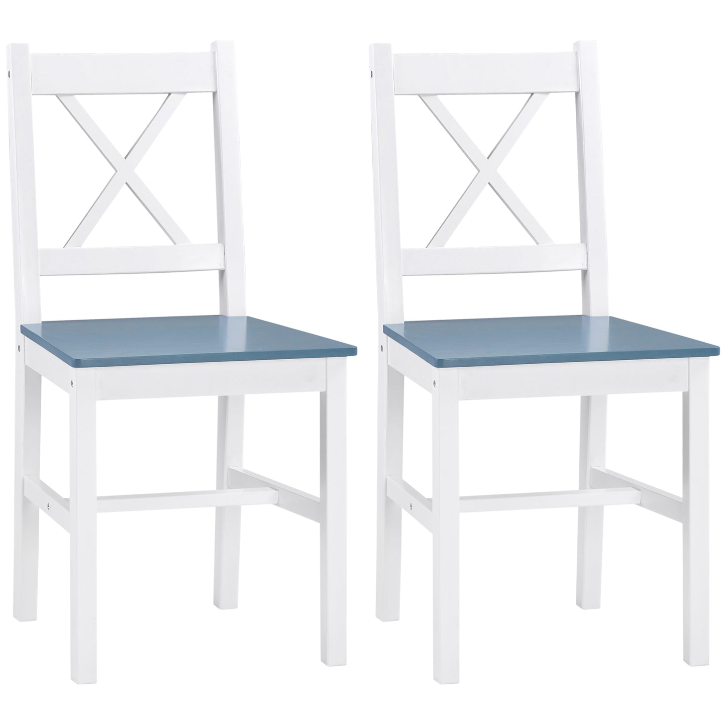 Fasere Solid Wood White and Grey Cross Back Dining Chairs Set Of 2 With Traditional Frame