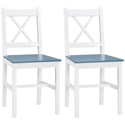 Fasere Solid Wood White and Grey Cross Back Dining Chairs Set Of 2 With Traditional Frame