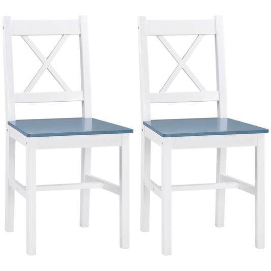 Fasere Solid Wood White Cross Back Dining Chairs Set Of 2 With Traditional Frame