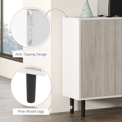 Sosule White and Grey Sideboard With 4 Doors and 2 Shelves