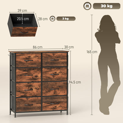 Nive Fabric And Metal Rustic Brown 8 Drawer Storage Chest