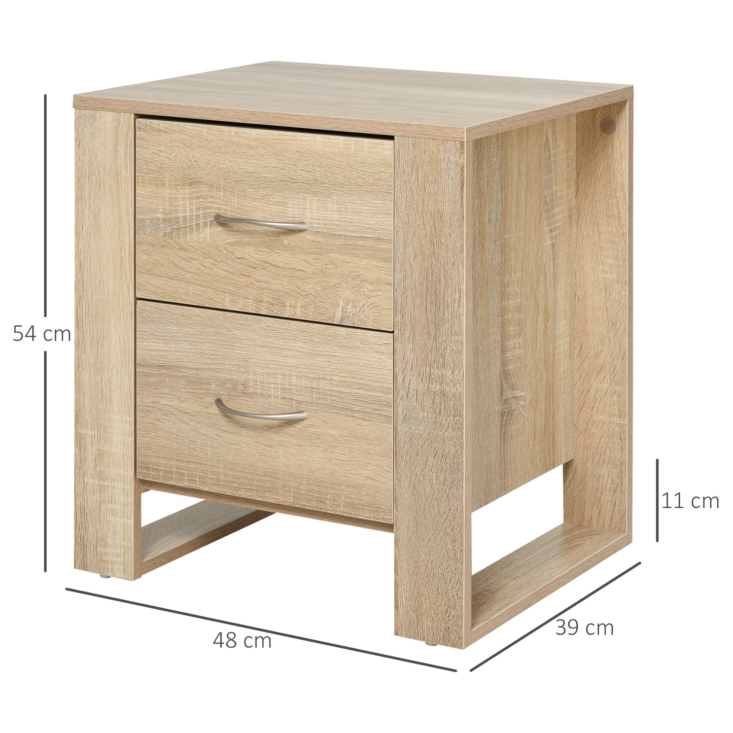Colu Set of 2 Wooden Brown Bedside Tables With 2 Drawers