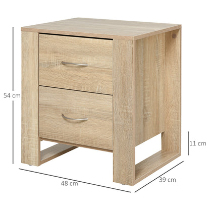 Colu Set of 2 Wooden Brown Bedside Tables With 2 Drawers