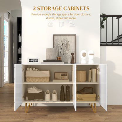 Sarota High Gloss White Luxe Sideboard With Hairpin Legs