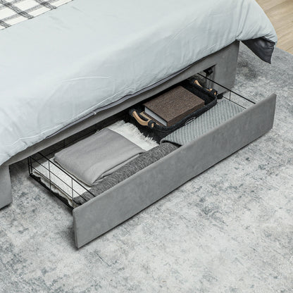 Rela 4FT6 Double Ottoman Bed Frame with Integrated Front Divan Drawer Storage In Grey