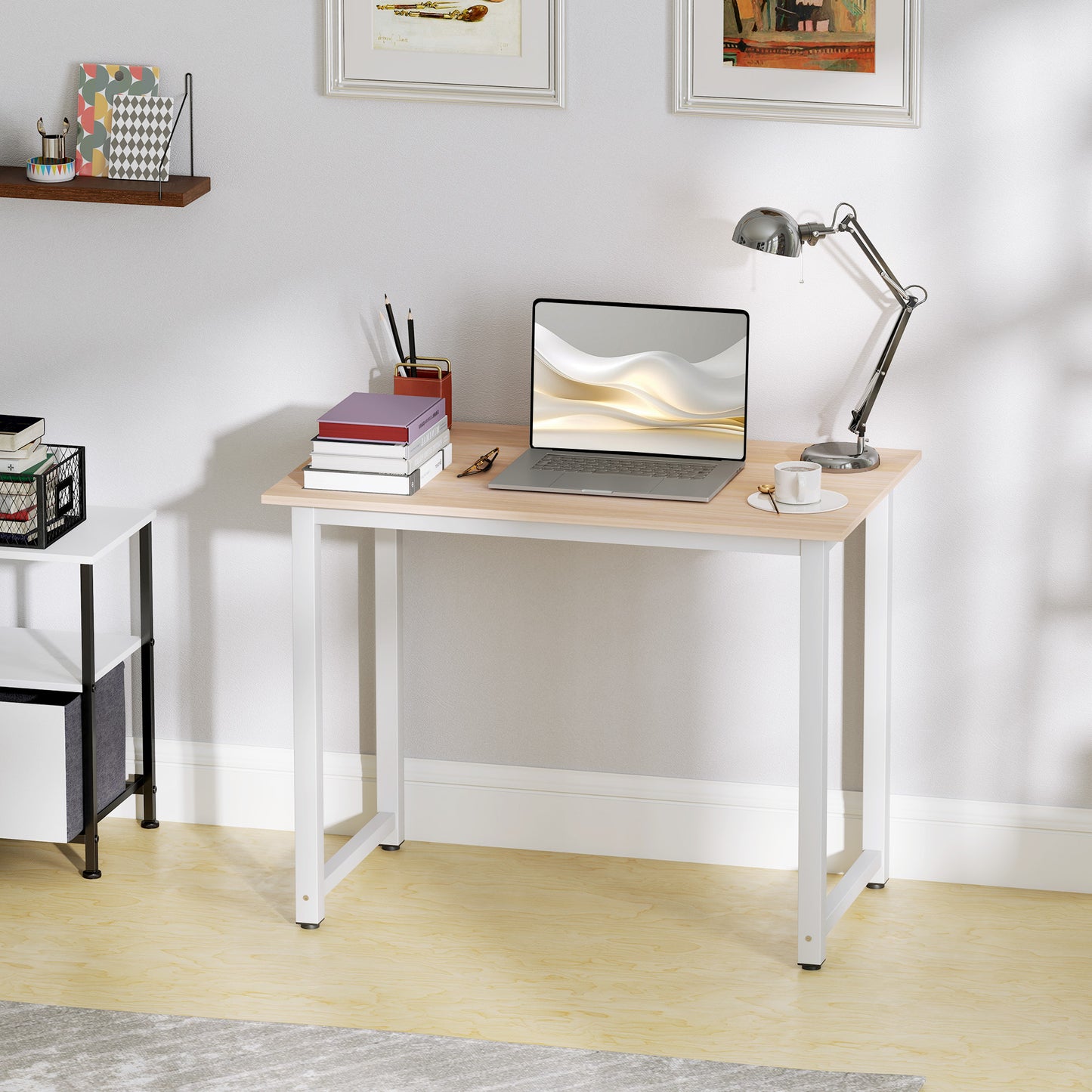 Raha 100cm White Metal Frame Writing Desk
