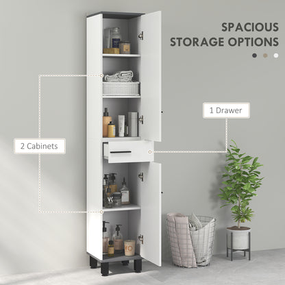 Mael Extra Tall Slim Bathroom Storage Cabinet In White 190cm