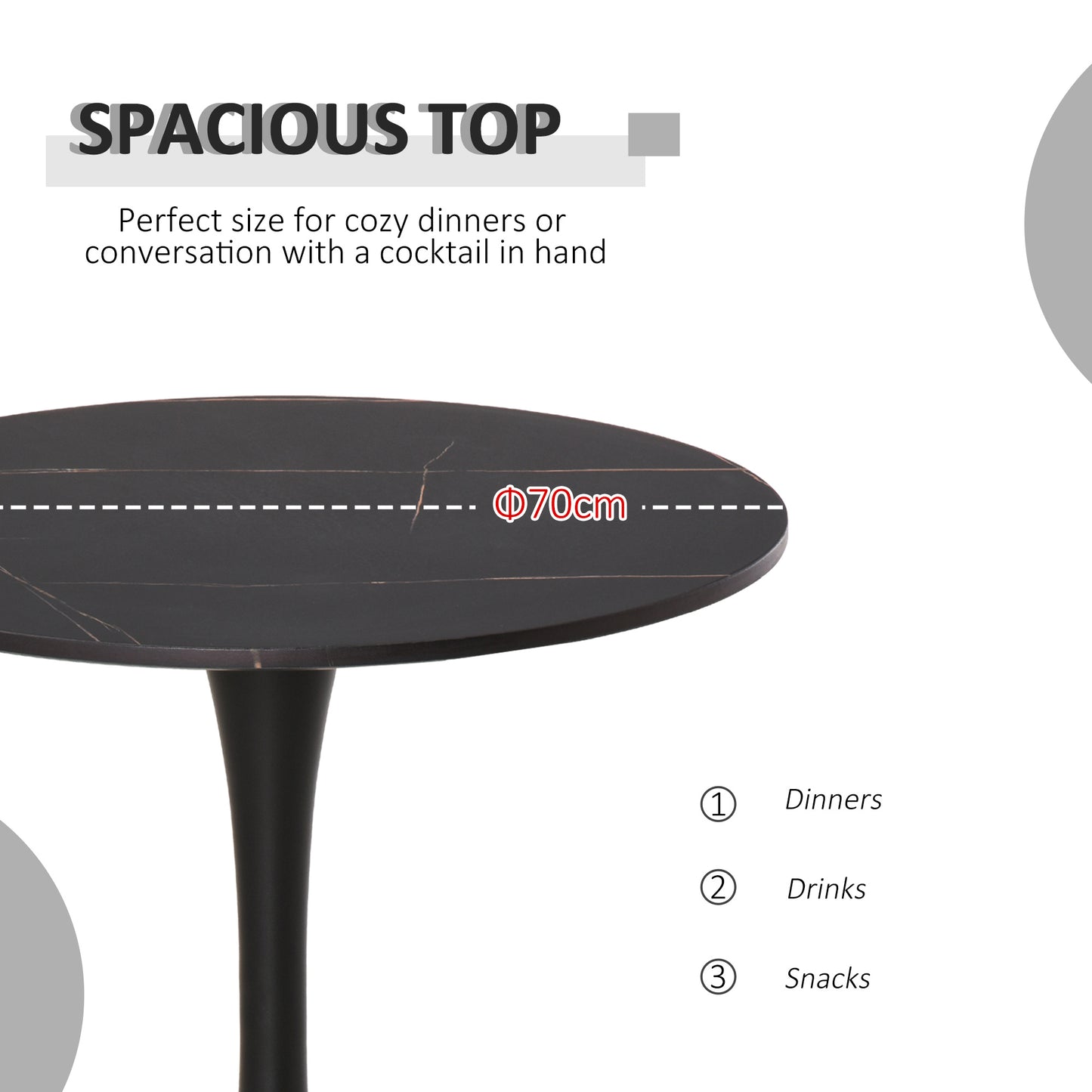 Dira Lina Metal And Wooden Black Round Bistro Dining Table