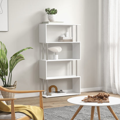 Fini Wood White 5 Tier S ShaFauxd Freestanding Bookcase 80 x 30 x 145 cm