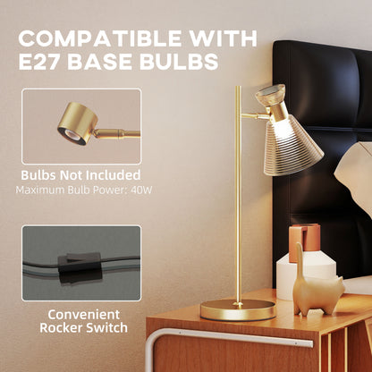 Saha Metal Gold Tone Modern Table Lamp With Adjustable Flower Style Head