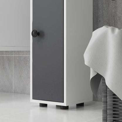 Fidire Tall Slim Grey Bathroom Storage Cabinet With Drawers Shelves And Cupboards